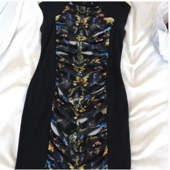 Ted Baker Black Tobelle Printed Ruched Detail Dress size 3 *PLZ READ* - Picture 7 of 16